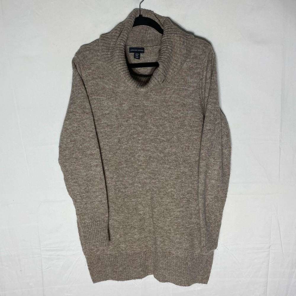 Adrienne Vittadini Light Brown Wool Mohair Blend Knit Cowl Neck Sweater XL